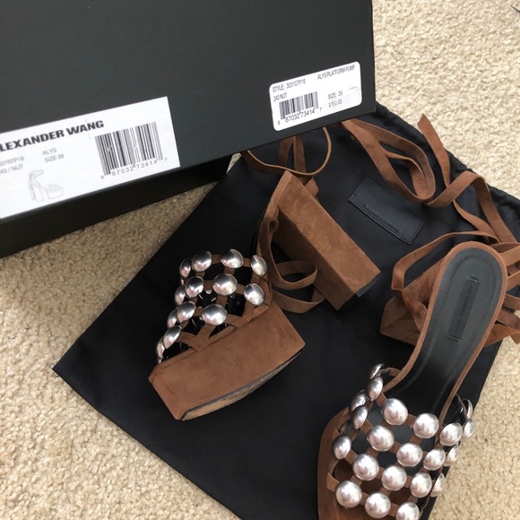 Alexander Wang Brown Suede Alys Platform Pumps - Picture 6 of 7